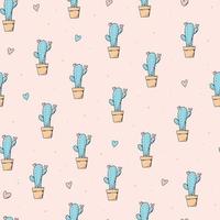 Cactus seamless pattern with hearts on light pink background. Good for wrapping paper, scrapbooking, stationary, wallpaper, textile prints, etc. EPS 10 vector