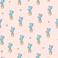 Cactus seamless pattern with hearts on light pink background. Good for wrapping paper, scrapbooking, stationary, wallpaper, textile prints, etc. EPS 10 vector