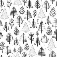 Christmas seamless pattern with monochrome trees, forest, woods. Good for nursery textile prints, wallpaper, bedding, scrapbooking, stationary, wrapping paper, etc. EPS 10 vector