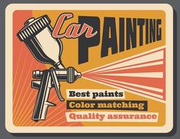 Car painting service vector vintage poster