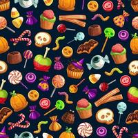 dulces de halloween de patrones sin fisuras vector