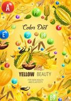 dieta de color amarillo comida saludable, salud de la piel vector