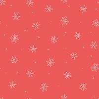 Winter and Christmas seamless pattern with hand drawn snowflakes on red background for gift wrapping paper, wallpaper, digital paper, textile prints, stationery, scrapbooking, cards, etc. EPS 10 vector