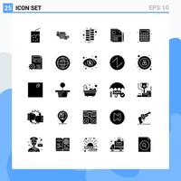 Pictogram Set of 25 Simple Solid Glyphs of calculator back to school chinese sign contract document Editable Vector Design Elements