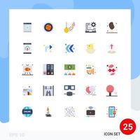 Modern Set of 25 Flat Colors Pictograph of laptop develop pendulum coding motion Editable Vector Design Elements