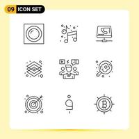 Pictogram Set of 9 Simple Outlines of tools graphic call design computing Editable Vector Design Elements