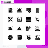 Modern Set of 16 Solid Glyphs Pictograph of minimize arrows devices tool education Editable Vector Design Elements