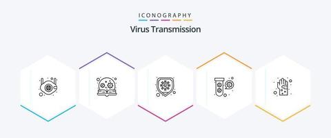 Virus Transmission 25 Line icon pack including dirty. tubes. disease. fuild. bacteria vector