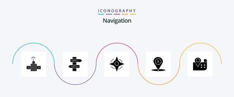 Navigation Glyph 5 Icon Pack Including . location. way. navigation. delete vector