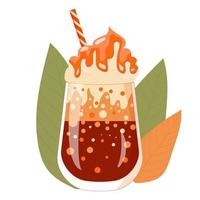 Pumpkin spice latte, Autumn food and drinks. vector
