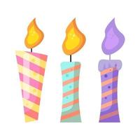 velas de cumpleaños. elementos de la fiesta de cumpleaños. ilustración vectorial vector