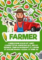 Farmer, cattle farm and harvest, agriculture vector