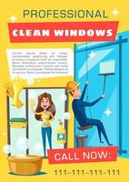 servicio profesional de limpieza de ventanas con cuerdas vector
