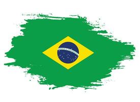 New Brazil hand paint grunge flag vector