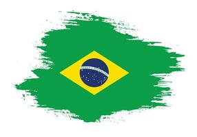 Brush stroke hand drawn vector Brazil flag