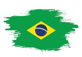 Paint brush stroke shape Brazil flag vector