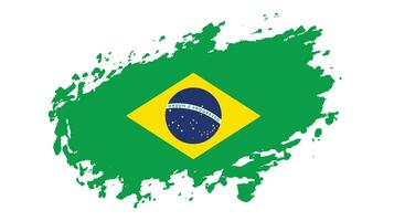 Modern brush stroke frame Brazil flag vector