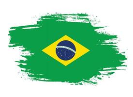 Hand drawing brush stroke Brazil flag vector