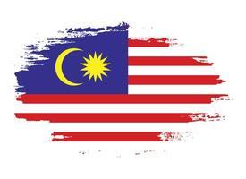 Hand drawn grunge brush stroke Malaysia flag vector