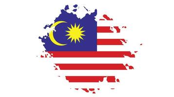 Paint grunge brush stroke Malaysia flag vector