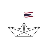 icono de barco de papel. un barco con la bandera de tailandia. ilustración vectorial vector