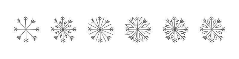 Snowflakes icons. Set of hand drawn snowflakes. Design elements for christmas and New Year. Vector illustration