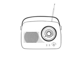 Vintage radio receiver. Retro hand-drawn radio receiver. Illustration in sketch style. Vector image