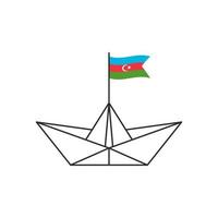 Paper boat icon. A boat with the flag of Azerbaijan. Vector illustration