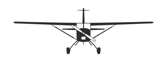 Plane. Tourist propeller plane. Airplane silhouette front view. Vector image