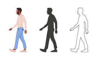 People. Walking guy. People drawn in a flat cartoon style. Vector illustration