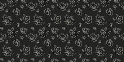 Teapots seamless repeat pattern design, background. vector