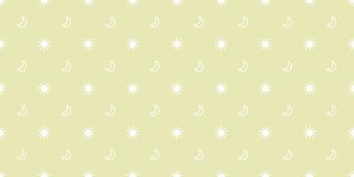 Yellow sun and moon seamless repeat pattern vector background