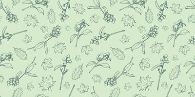 Berries and leaves vector pattern background