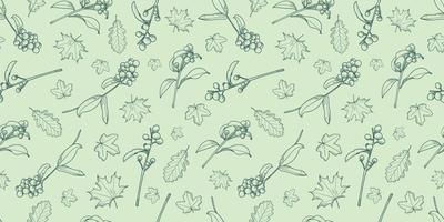 Berries and leaves vector pattern background