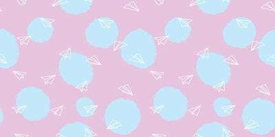 Pink and blue paper plane seamless repeat pattern vector background