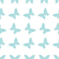 Blue seamless repeat pattern butterfly silhouette vector