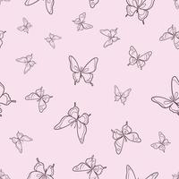 Vector butterfly seamless repeat pattern, pink background.