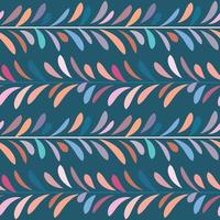 Dark blue and multicolored leaf vector pattern, seamless botanical print, garland background
