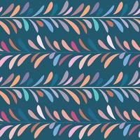 Dark blue and multicolored leaf vector pattern, seamless botanical print, garland background