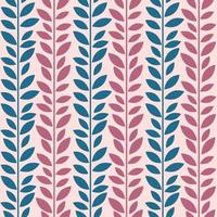 Blue and red leaf vector pattern, seamless botanical print, garland background