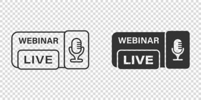 Live webinar icon in flat style. Online training vector illustration on isolated background. Conference stream sign business concept.