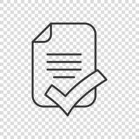 Document checklist icon in flat style. Report vector illustration on white isolated background. Paper sheet business concept.