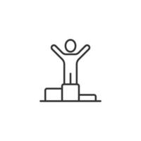 People win icon in flat style. Champion on podium vector illustration on white isolated background. Award ceremony business concept.