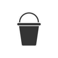 Bucket icon in flat style. Garbage pot vector illustration on white isolated background. Pail business concept.