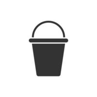 Bucket icon in flat style. Garbage pot vector illustration on white isolated background. Pail business concept.