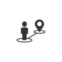Map pin icon in flat style. Gps navigation vector illustration on white isolated background. Locate position business concept.