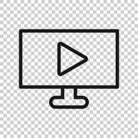 Tv screen icon in flat style. Video vector illustration on white isolated background. Computer monitor business concept.