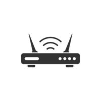 Wifi router icon in flat style. Broadband vector illustration on white isolated background. Internet connection business concept.