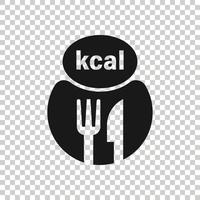 icono de kcal en estilo plano. Ilustración de vector de dieta sobre fondo blanco aislado. concepto de negocio de calorías.