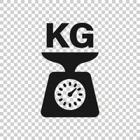 Scale icon in flat style. Kilogram dumbbell vector illustration on white isolated background. Gym business concept.
